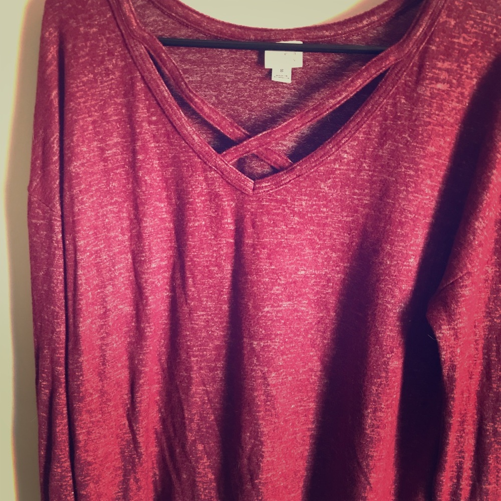 Burgundy long sleeve top